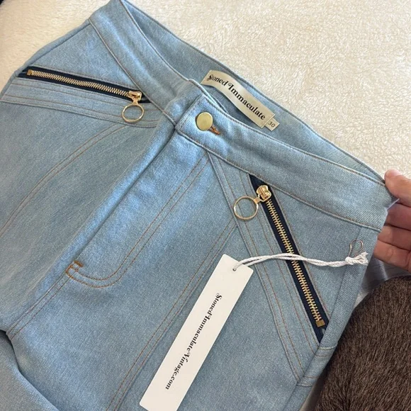 NWOT stoned immaculate side zip wide leg jeans - light denim wash (P2) - Picture 9 of 10